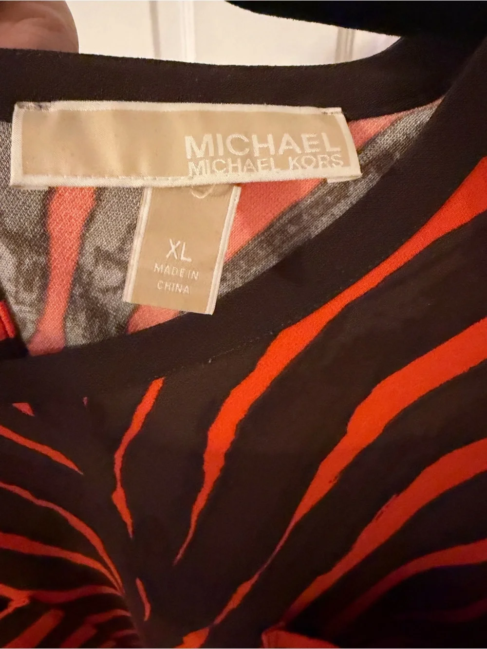 Michael Kors Orange and Brown Zebra-Print Short Sleeve Dress